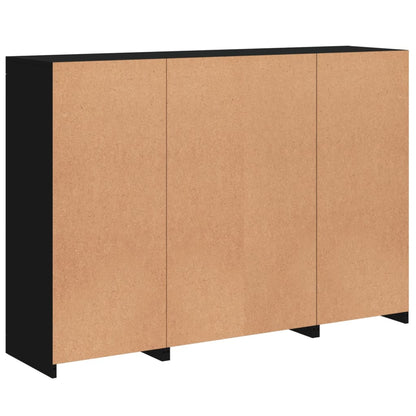 Sideboards mit LED-Leuchten 3 Stk. Schwarz Holzwerkstoff