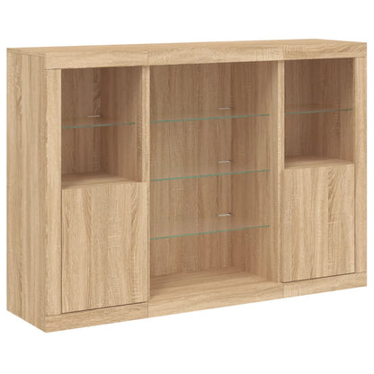 Sideboards mit LED-Leuchten 3 Stk. Sonoma-Eiche Holzwerkstoff