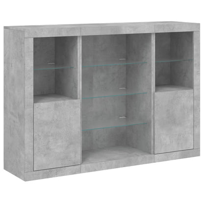 Sideboards mit LED-Leuchten 3 Stk. Betongrau Holzwerkstoff