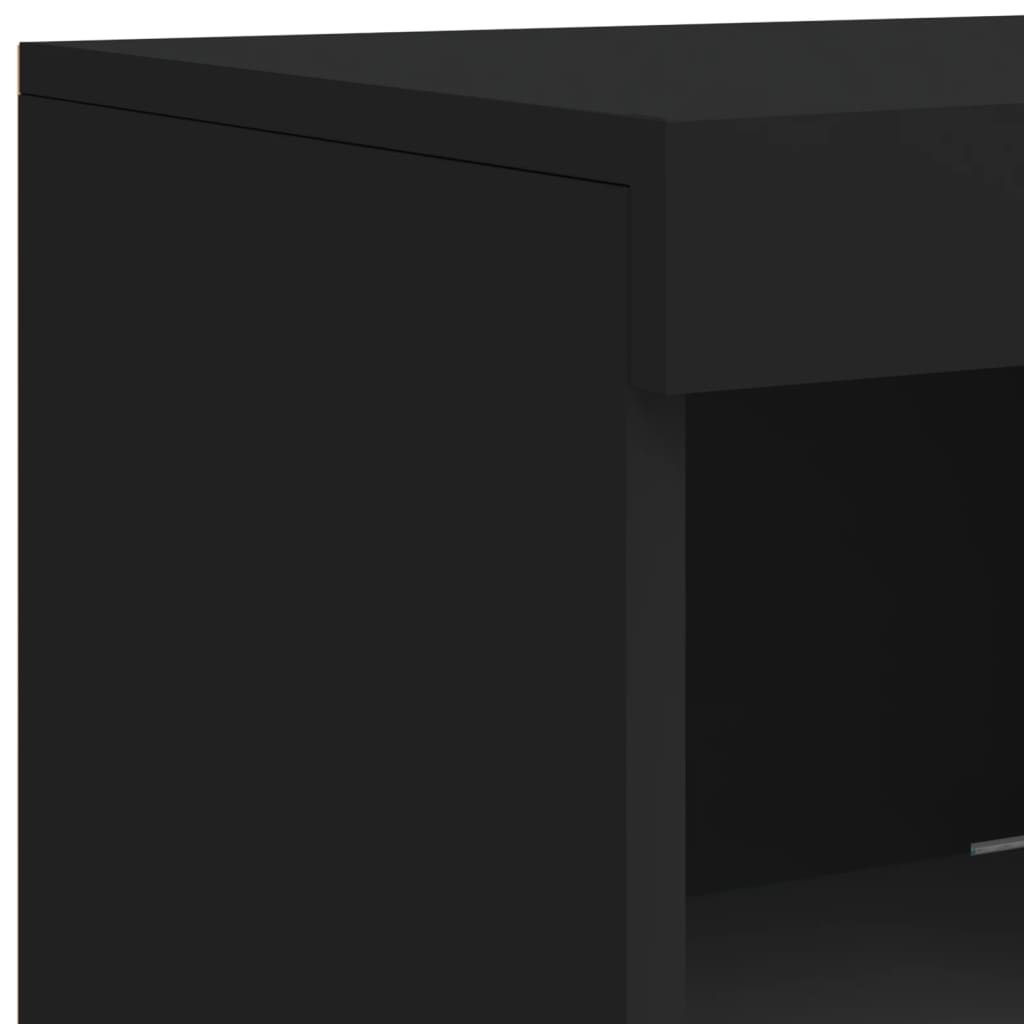 Sideboards mit LED-Leuchten 3 Stk. Schwarz Holzwerkstoff