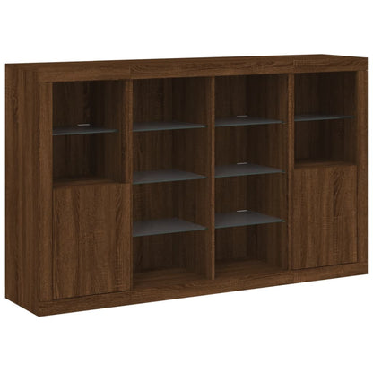 Sideboards mit LED-Leuchten 3 Stk. Braun Eichen-Optik