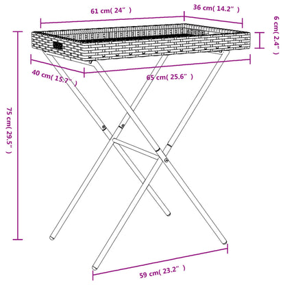 Tabletttisch Klappbar Braun 65x40x75 cm Poly Rattan