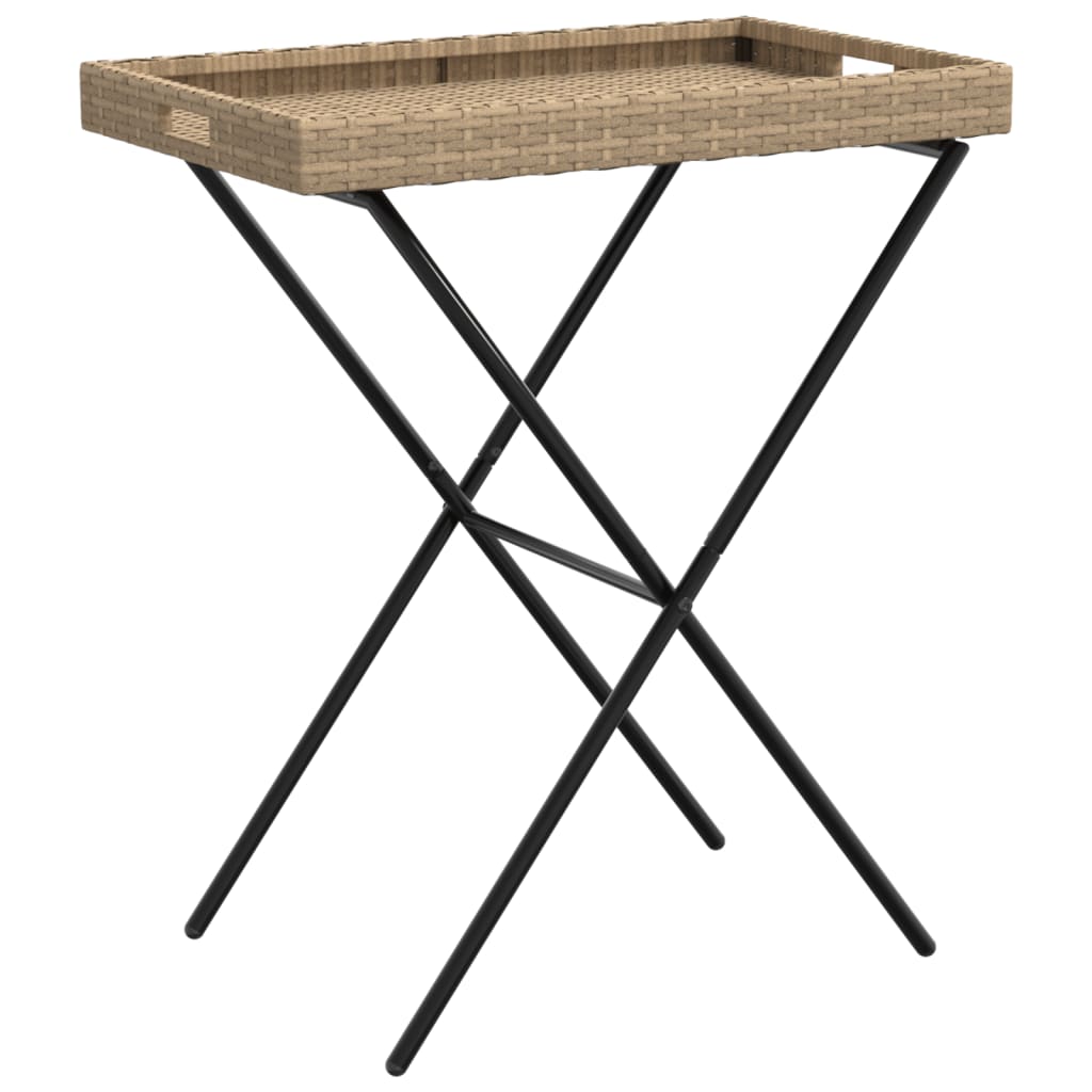 Tabletttisch Klappbar Beige 65x40x75 cm Poly Rattan