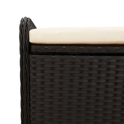 Sitzbank mit Stauraum & Kissen Schwarz 80x51x52 cm Poly Rattan