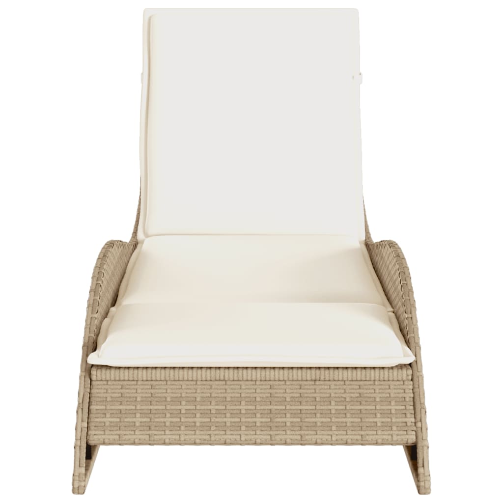 Sonnenliege mit Auflage Beige 60x205x73 cm Poly Rattan