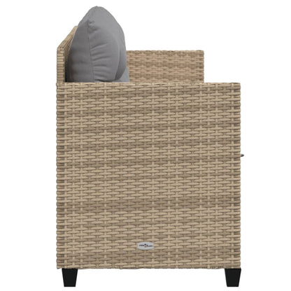 Sonnenliege mit Kissen Beige Poly Rattan