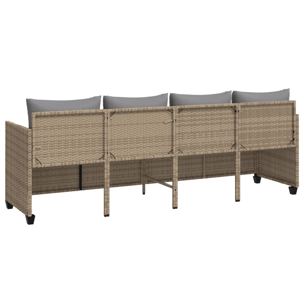 Sonnenliege mit Kissen Beige Poly Rattan