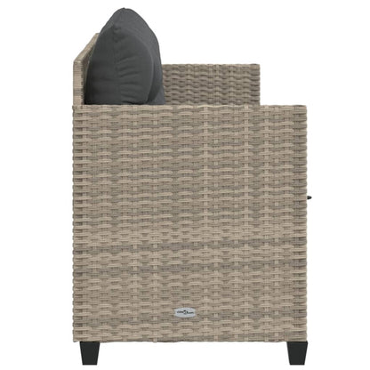 Sonnenliege mit Kissen Hellgrau Poly Rattan