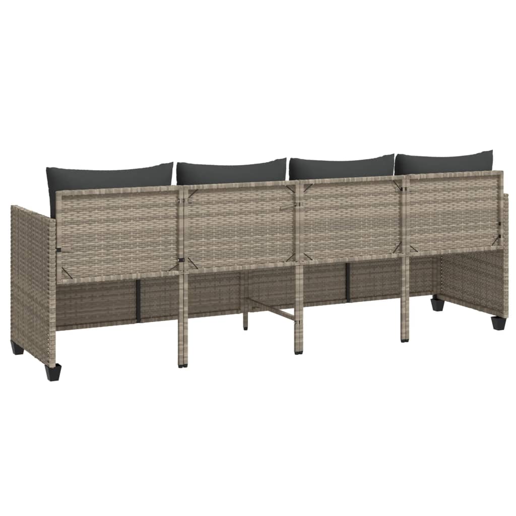 Sonnenliege mit Kissen Hellgrau Poly Rattan