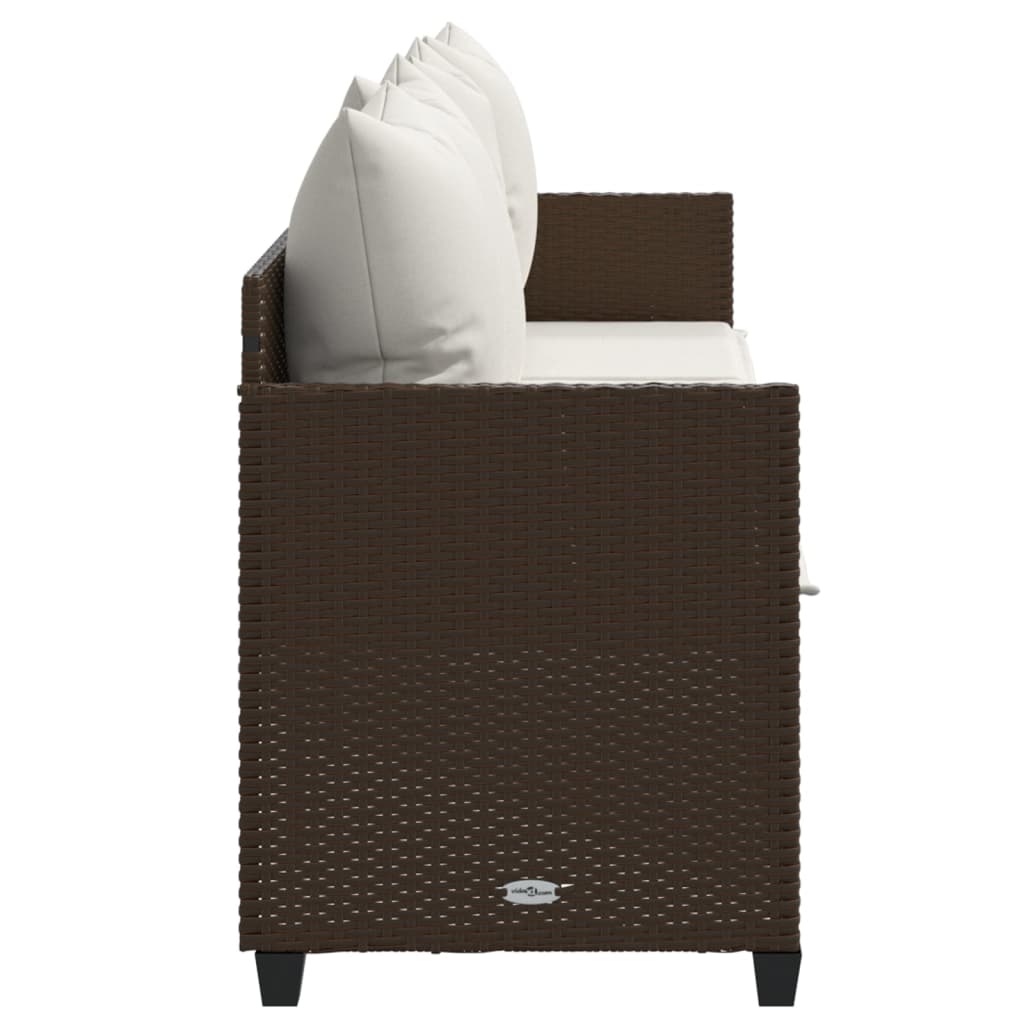 Sonnenliege mit Kissen Braun Poly Rattan