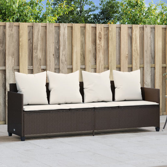 Sonnenliege mit Kissen Braun Poly Rattan