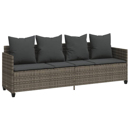 Sonnenliege mit Kissen Grau Poly Rattan