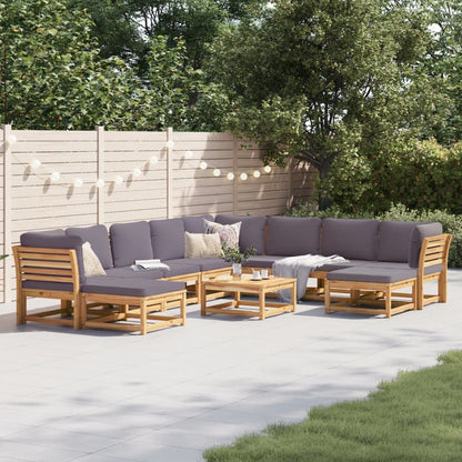 11-tlg. Garten-Lounge-Set mit Kissen Massivholz Akazie