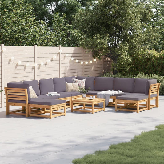 11-tlg. Garten-Lounge-Set mit Kissen Massivholz Akazie