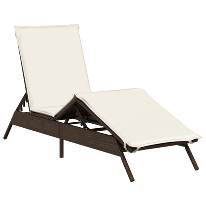 Sonnenliege mit Auflage Braun Poly Rattan