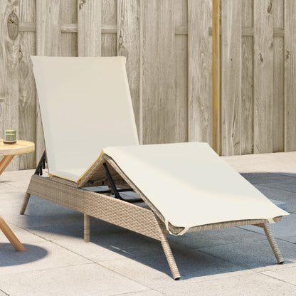 Sonnenliege mit Auflage Beige Poly Rattan