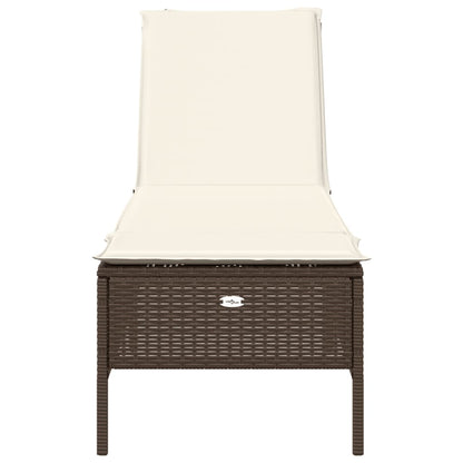 Sonnenliege mit Auflage Braun Poly Rattan