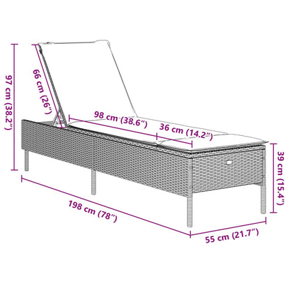 Sonnenliege mit Auflage Braun Poly Rattan