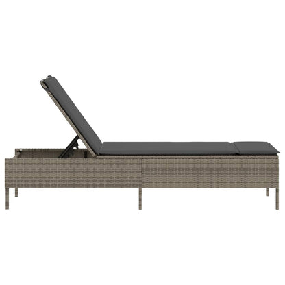 Sonnenliege mit Auflage Grau Poly Rattan