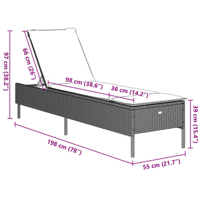 Sonnenliege mit Auflage Hellgrau Poly Rattan