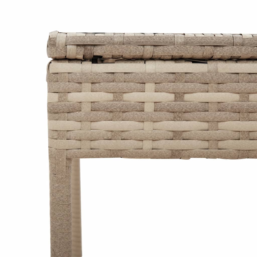 Sonnenliege mit Tisch und Auflage Beige Poly Rattan