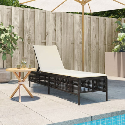 Sonnenliege mit Auflage Braun Poly Rattan