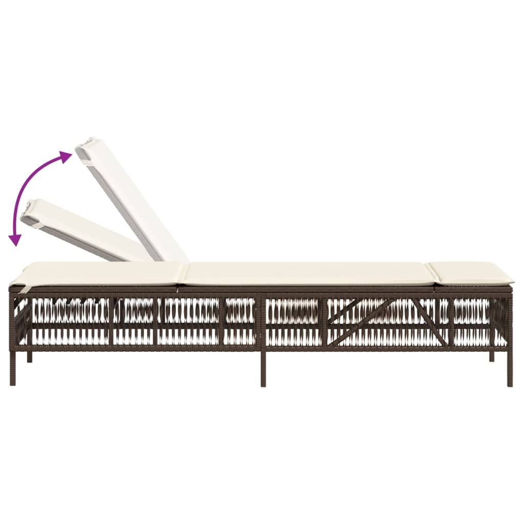 Sonnenliege mit Auflage Braun Poly Rattan