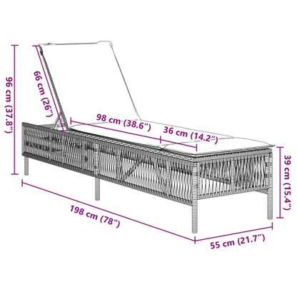 Sonnenliege mit Auflage Grau Poly Rattan