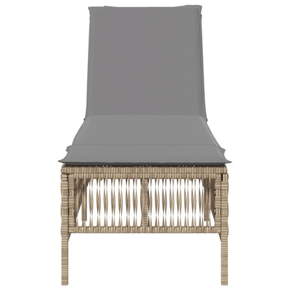 Sonnenliege mit Auflage Beige Poly Rattan