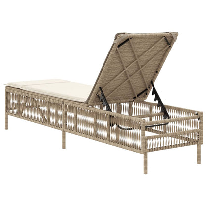 Sonnenliege mit Auflage Beige Poly Rattan