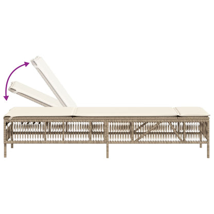 Sonnenliege mit Auflage Beige Poly Rattan