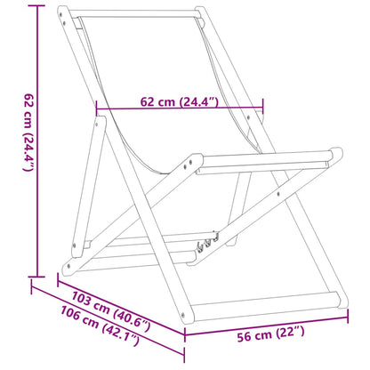 Strandstuhl Klappbar Beige Massivholz Eukalyptus und Stoff