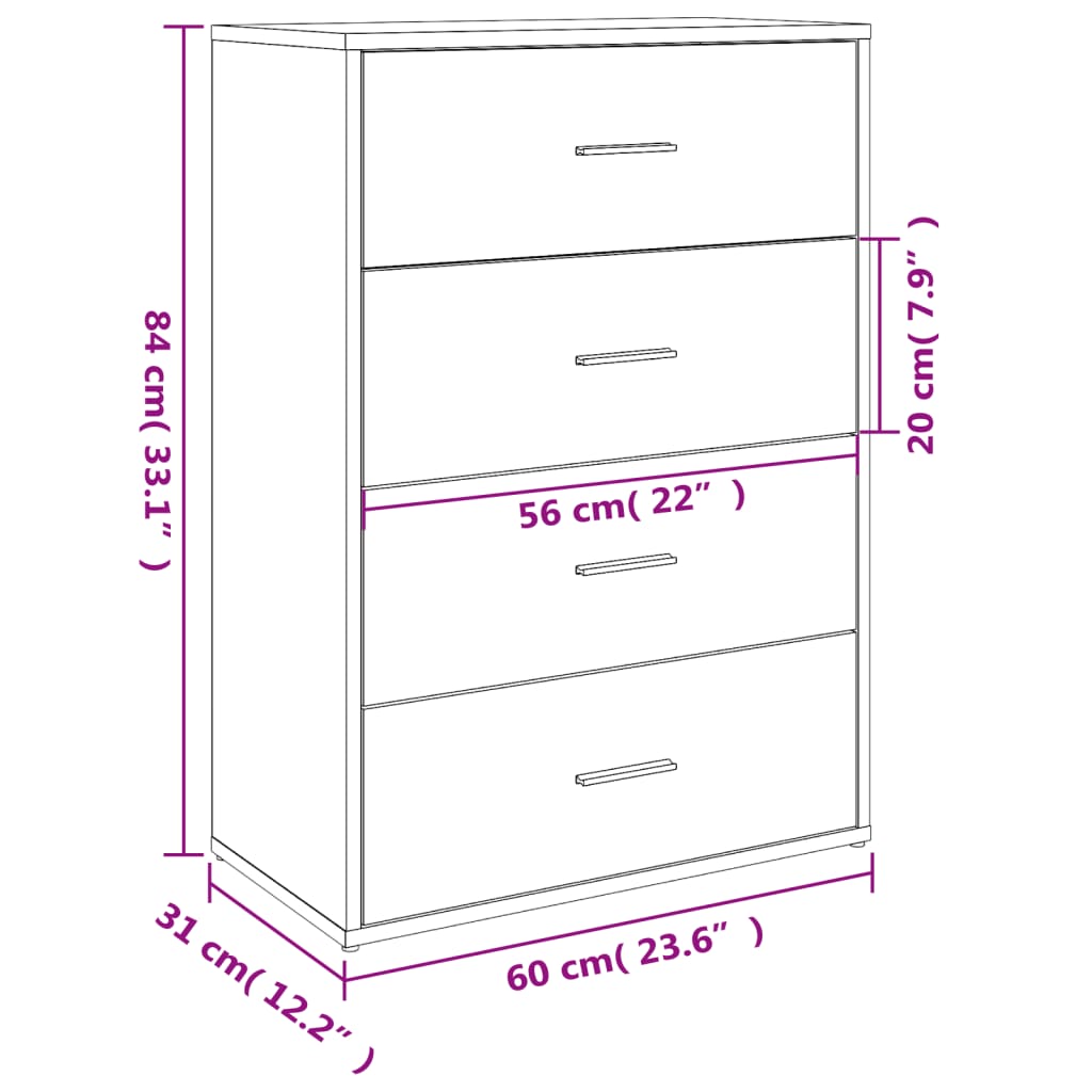 Sideboard Schwarz 60x31x84 cm Holzwerkstoff