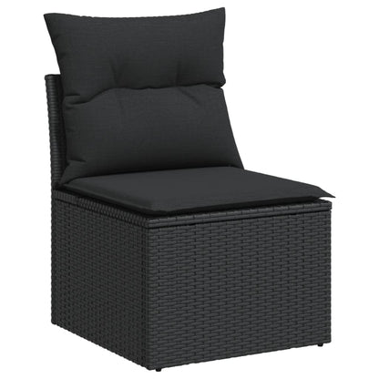 10-tlg. Garten-Sofagarnitur mit Kissen Schwarz Poly Rattan