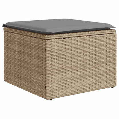 11-tlg. Garten-Sofagarnitur mit Kissen Beige Poly Rattan