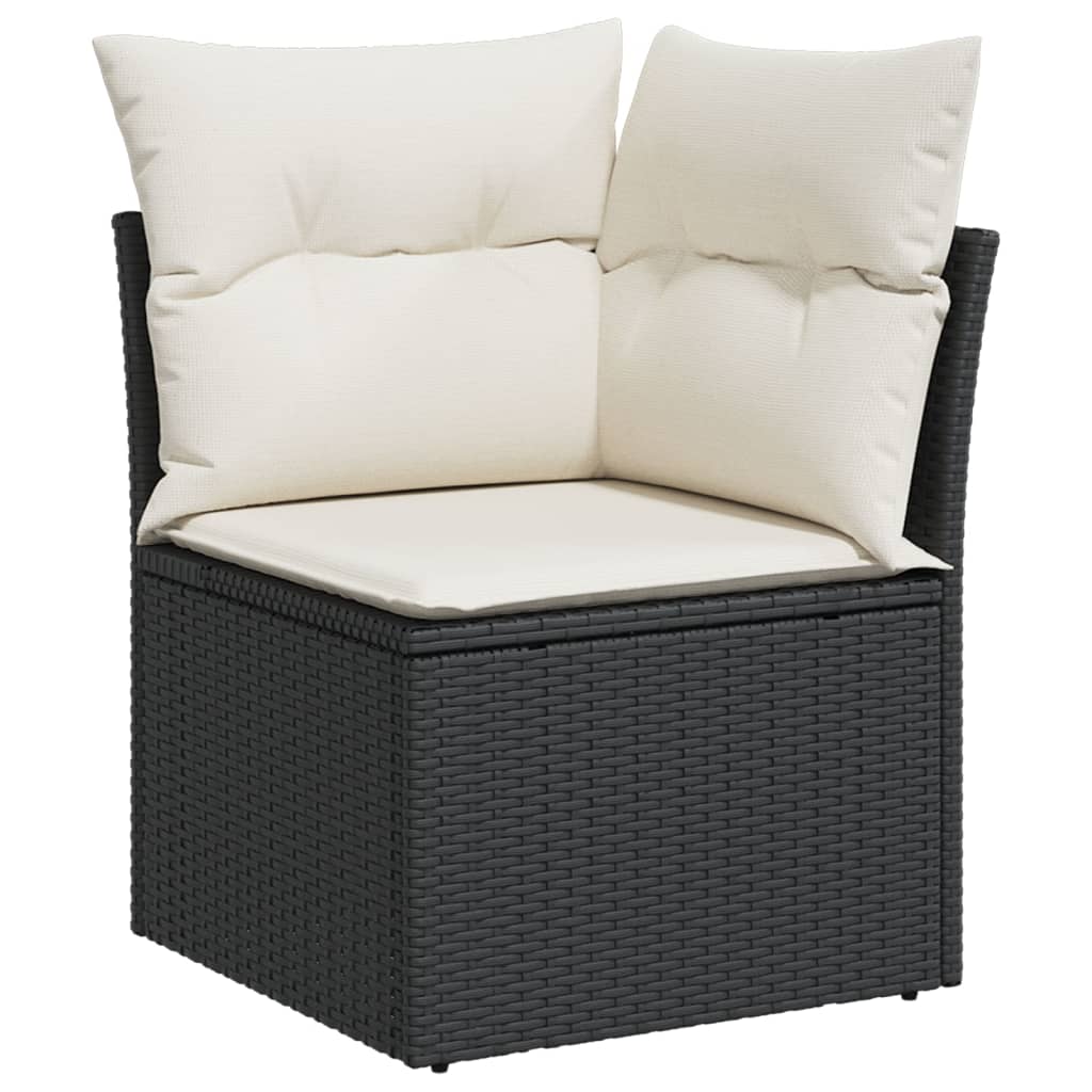 10-tlg. Garten-Sofagarnitur mit Kissen Schwarz Poly Rattan