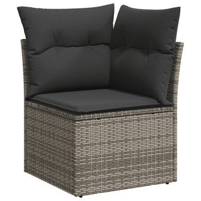 10-tlg. Garten-Sofagarnitur mit Kissen Grau Poly Rattan