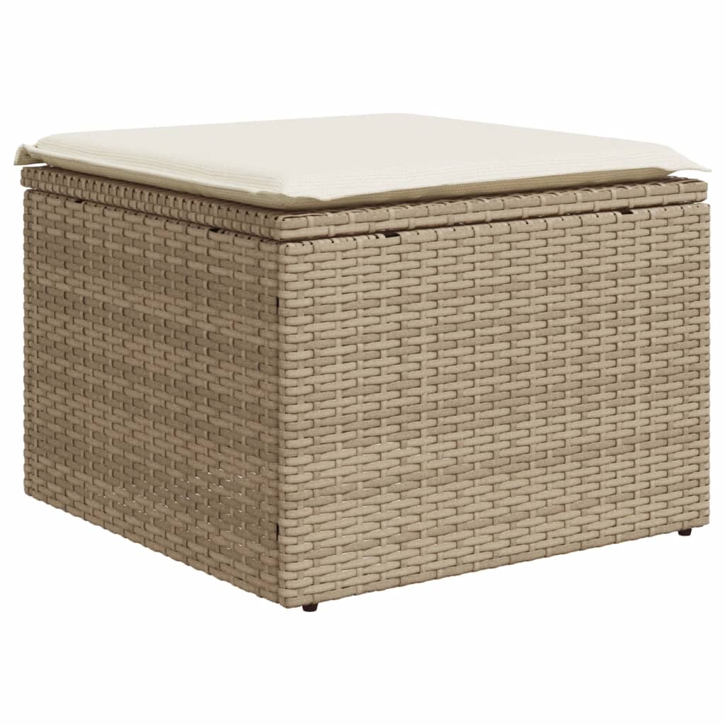 11-tlg. Garten-Sofagarnitur mit Kissen Beige Poly Rattan