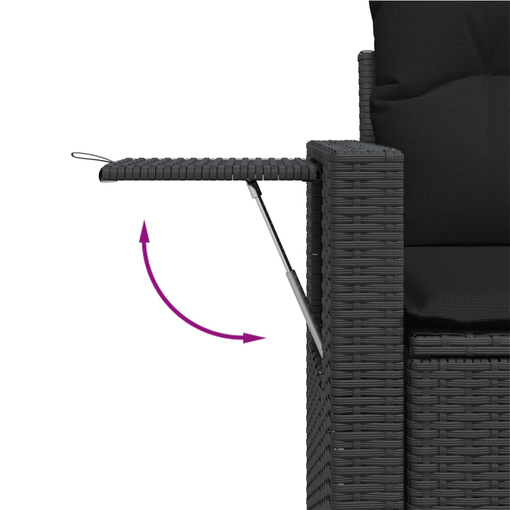 10-tlg. Garten-Sofagarnitur mit Kissen Schwarz Poly Rattan