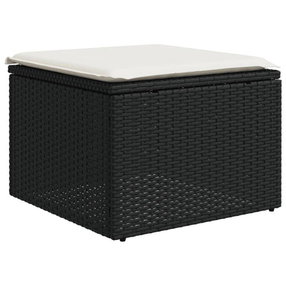 10-tlg. Garten-Sofagarnitur mit Kissen Schwarz Poly Rattan