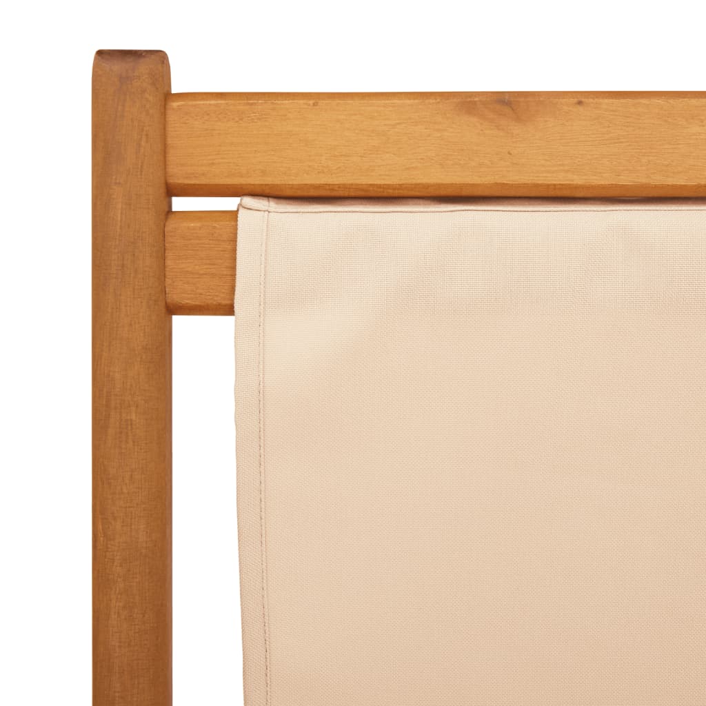 Strandstühle 2 Stk. Klappbar Beige Stoff und Massivholz