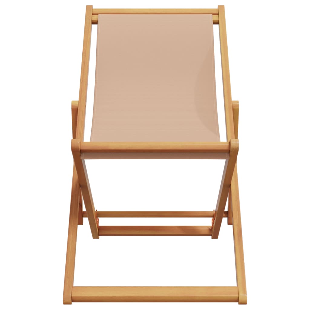 Strandstühle 2 Stk. Klappbar Taupe Stoff und Massivholz