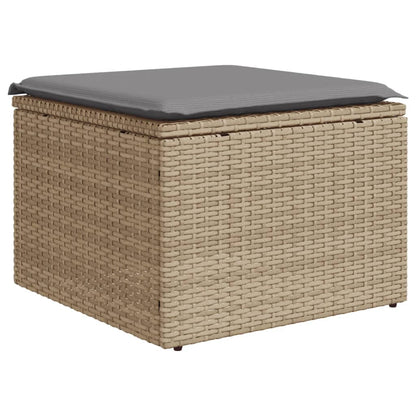 10-tlg. Garten-Sofagarnitur mit Kissen Beige Poly Rattan