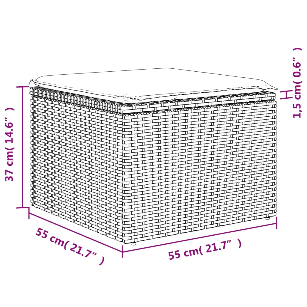 10-tlg. Garten-Sofagarnitur mit Kissen Hellgrau Poly Rattan