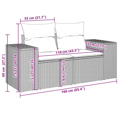 10-tlg. Garten-Sofagarnitur mit Kissen Grau Poly Rattan