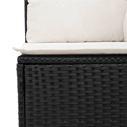 10-tlg. Garten-Sofagarnitur mit Kissen Schwarz Poly Rattan