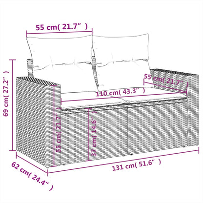 10-tlg. Garten-Sofagarnitur mit Kissen Grau Poly Rattan