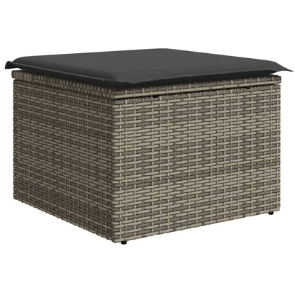 10-tlg. Garten-Sofagarnitur mit Kissen Hellgrau Poly Rattan