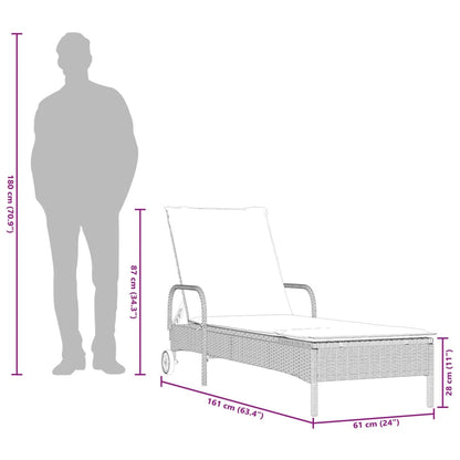 Sonnenliegen mit Auflagen 2 Stk. Hellgrau Poly Rattan