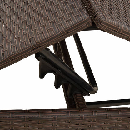 Sonnenliegen mit Auflagen 2 Stk. Braun Poly Rattan